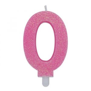 Candelina Sweety Rosa Glitter 9 cm Numero 0