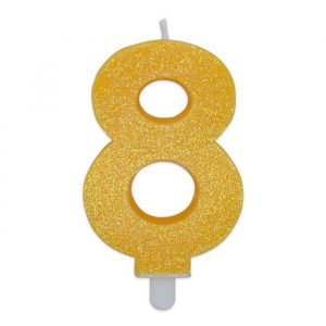 Candelina Sweety Giallo Glitter 9 cm Numero 8