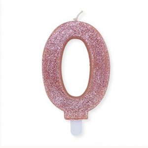 Candelina Sweety Rose Gold Glitter 9 cm Numero 0