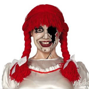 Parrucca rossa di lana con trecce bambola assassina