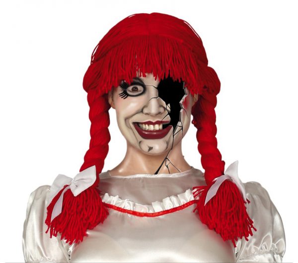 Parrucca rossa di lana con trecce bambola assassina