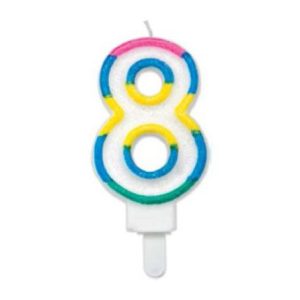 Candelina Jumbo sagomata Numero 8 Multicolor