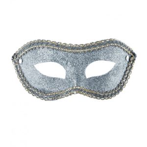 Maschera argento in plastica con glitter