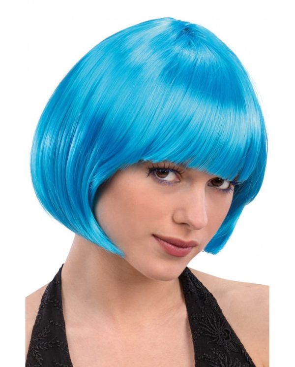 Parrucca Corta Liscia Azzurra