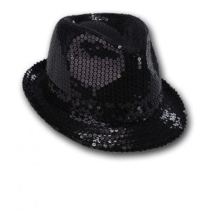 Cappello gangster in paillettes nere