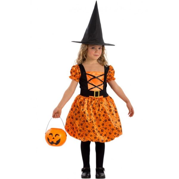 Costume Strega Arancione 6-7 Anni