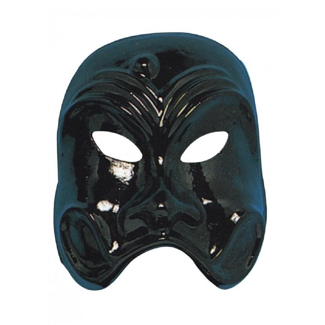 8004761000547_1 Maschera Arlecchino classico nero in plastica - immagine 1