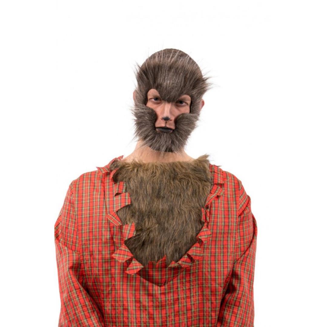 Maschera Uomo Lupo in Pelo Grigio - immagine 1