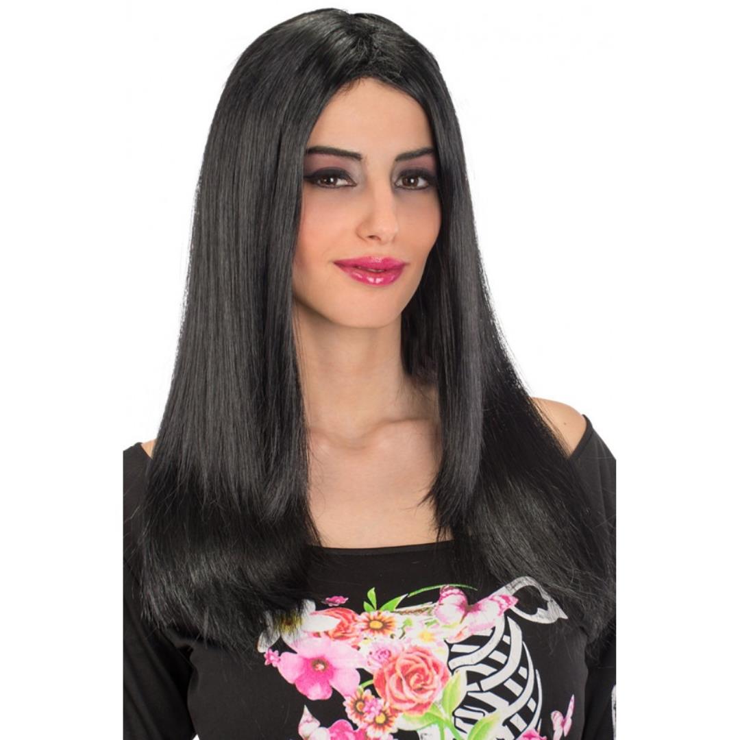 8004761021047_1 Parrucca Lunga Liscia Nera - immagine 1