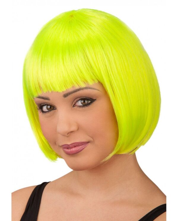 Parrucca Corta Liscia Giallo Fluo - immagine 1