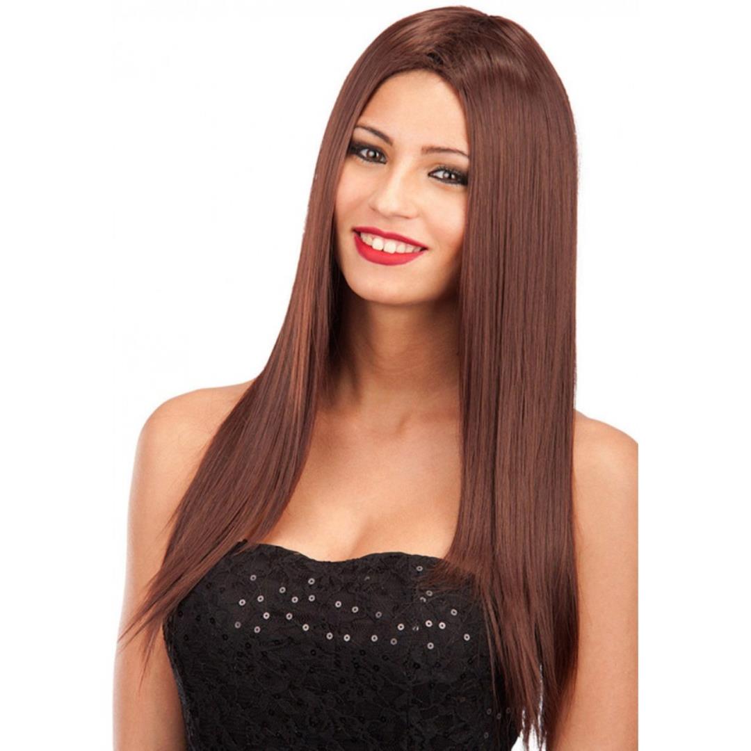 8004761028565_1 Parrucca Lunga Liscia Castana - immagine 1