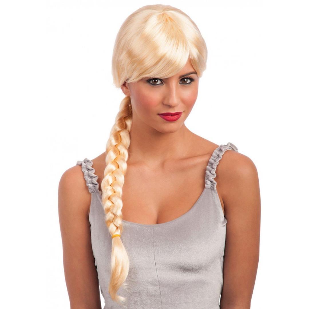 8004761028879_1 Parrucca Lunga Bionda Con Treccia - immagine 1