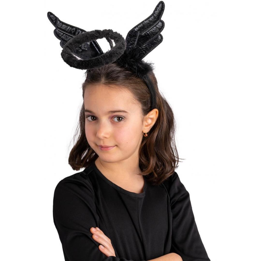 Cerchietto Angelo Nero Con Aureola - immagine 1