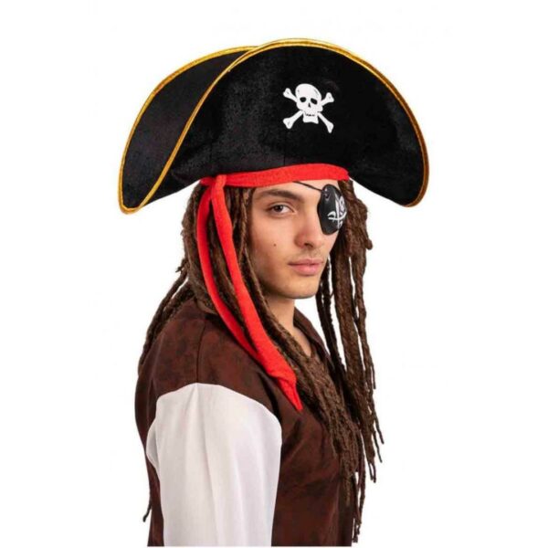 Cappello Pirata Nero In Velluto - immagine 1