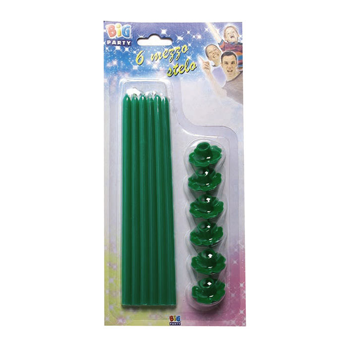 6 Candeline Stelo 20 cm Verde Scuro - immagine 1