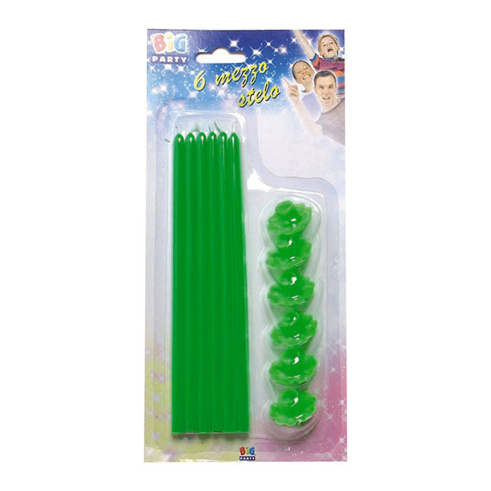 8020834006766_1 6 Candeline Stelo 20 cm Verde Chiaro - immagine 1