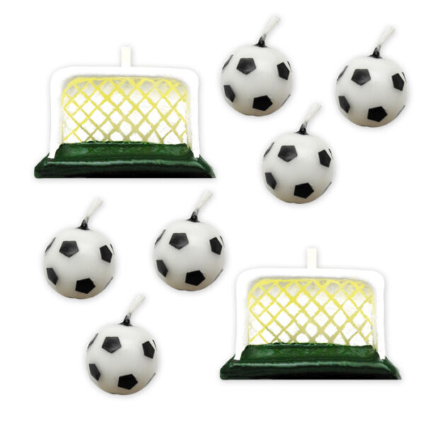 Set 6 Candeline Pallone Calcio e 2 Porte - immagine 1