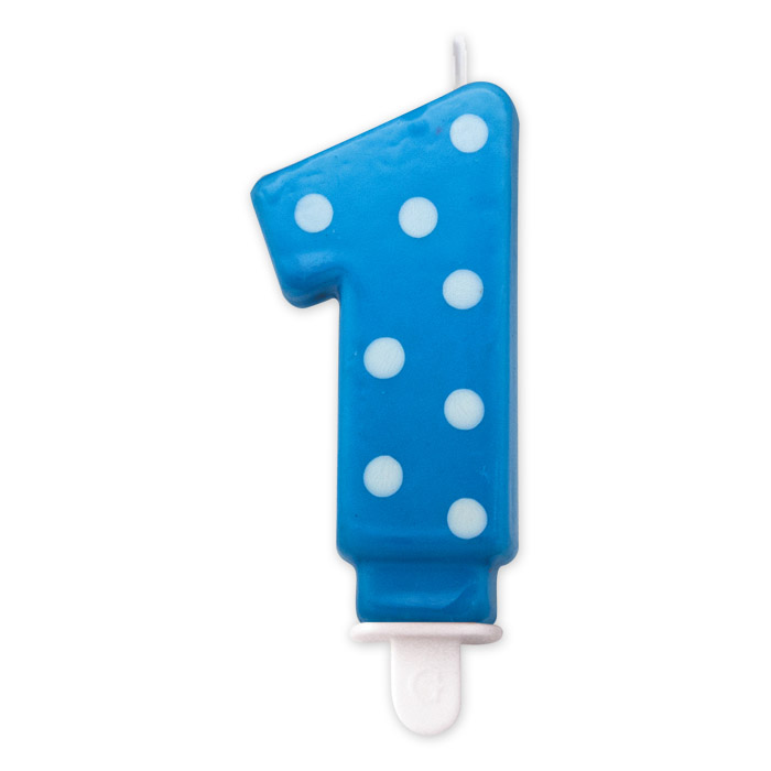 Candelina Pois  numero 1 Turchese - immagine 1