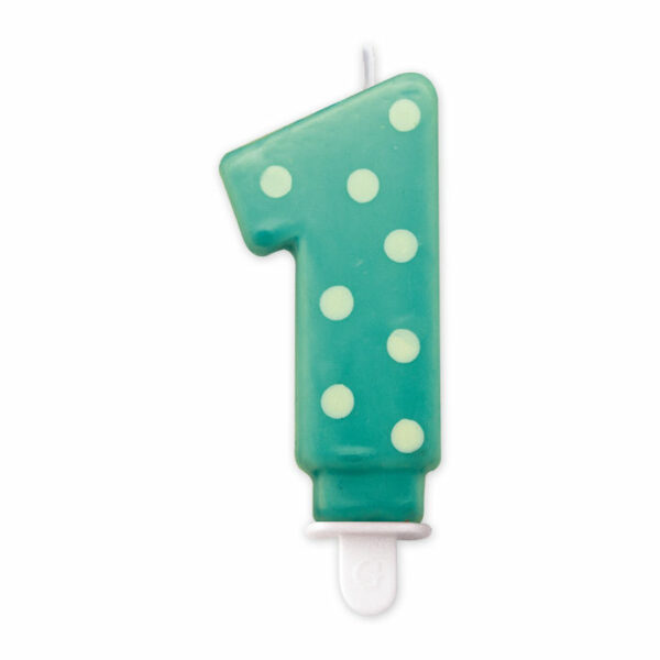 Candelina Pois numero 1  Acqua Marina - immagine 1