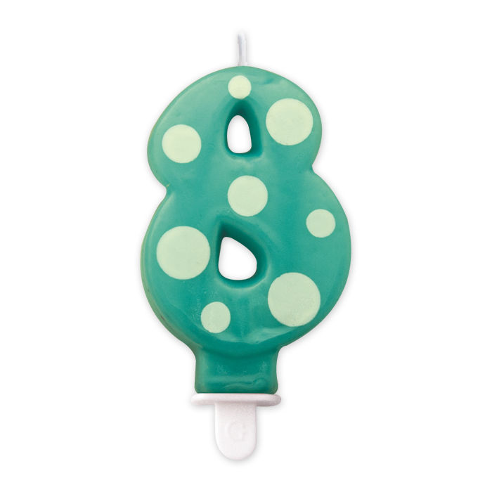 8020834733785_1 Candelina Pois numero 8 Acqua Marina - immagine 1