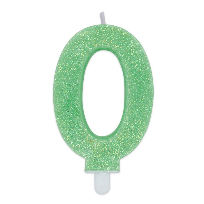 Candelina Sweety Verde Glitter 9 cm Numero 0 - immagine 1