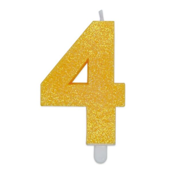 Candelina Sweety Giallo Glitter 9 cm Numero 4 - immagine 1