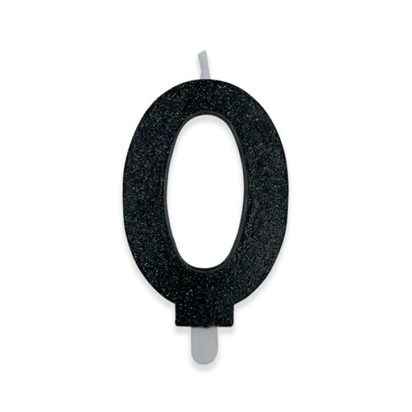 Candelina Sweety Nero Glitter 9 cm Numero 0 - immagine 1
