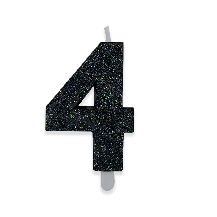 8020834738841_1 Candelina Sweety Nero Glitter 9 cm Numero 4 - immagine 1