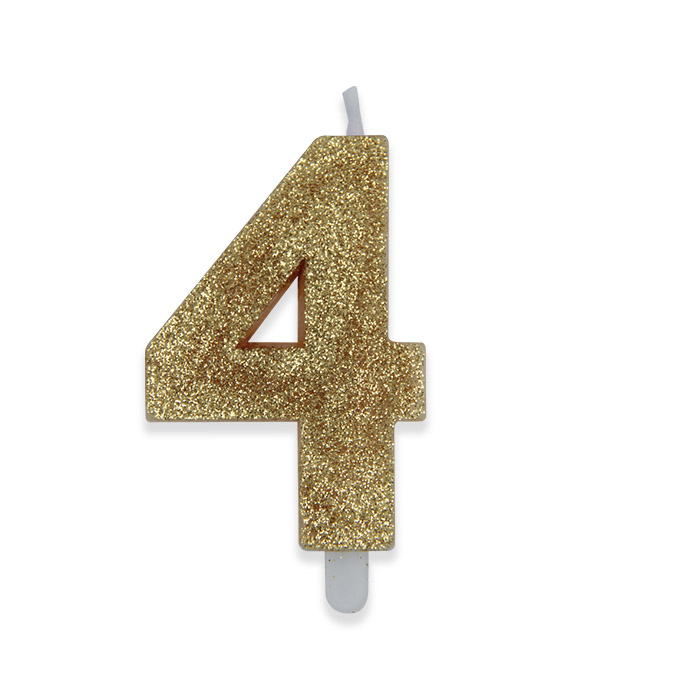 8020834738940_1 Candelina Sweety Oro Glitter 9 cm Numero 4 - immagine 1