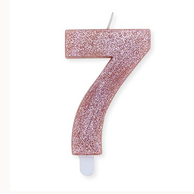 Candelina Sweety Rose Gold Glitter 9 cm Numero 7 - immagine 1