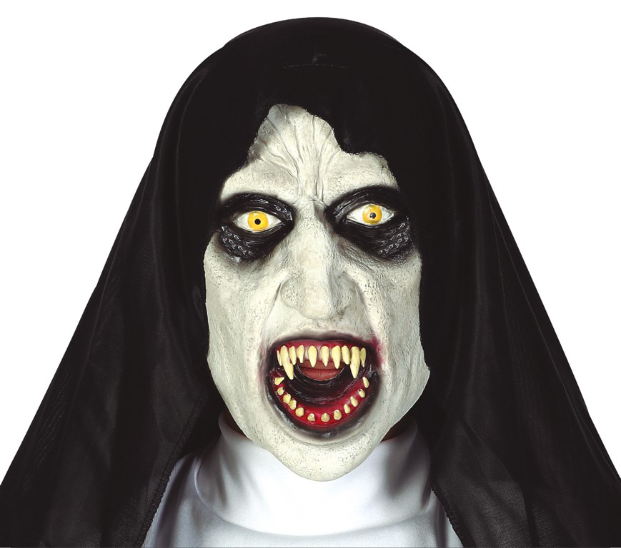 Maschera suora horror con cappuccio, lattice - immagine 1