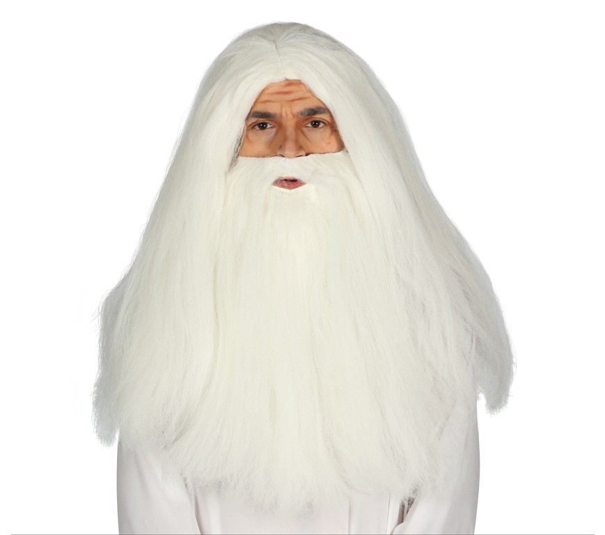 8434077040393_1 Parrucca e Barba bianca Mago/Stregone/Babbo Natale - immagine 1
