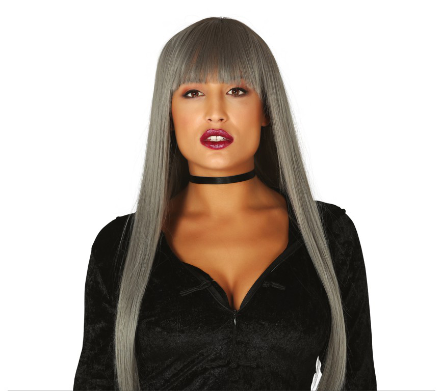 8434077043950_1 Parrucca grigia capelli lisci lunghi - immagine 1