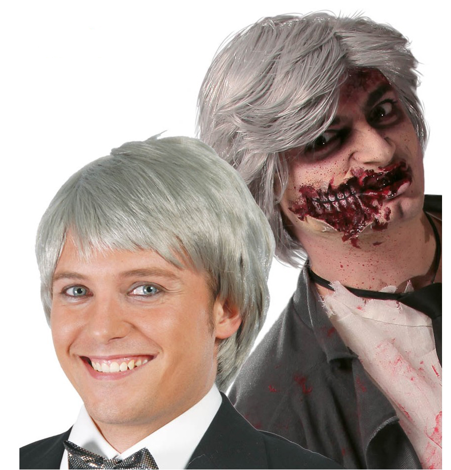 8434077046852_1 Parrucca grigia corta zombie-anziano - immagine 1