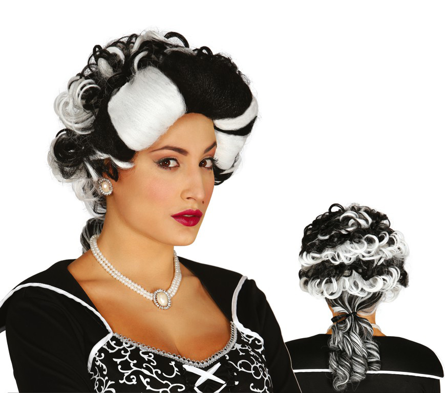 8434077049037_1 Parrucca bianca-nera Vampira marchesa contessa - immagine 1