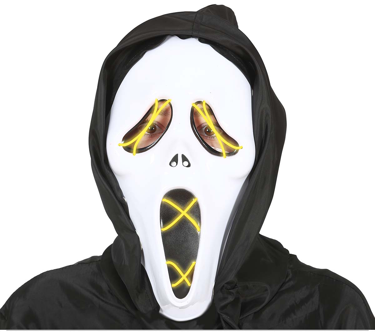 Maschera assassino con cappuccio e luce - immagine 1