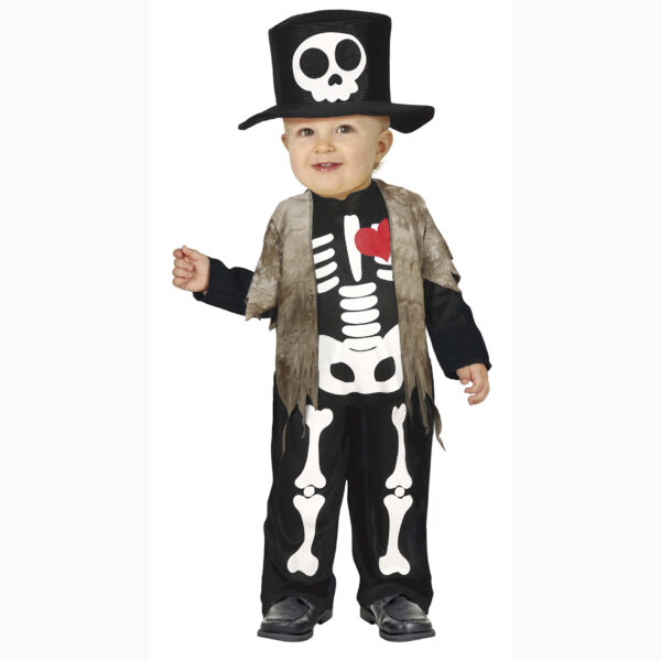 Costume scheletro con cappello e giacca - immagine 1