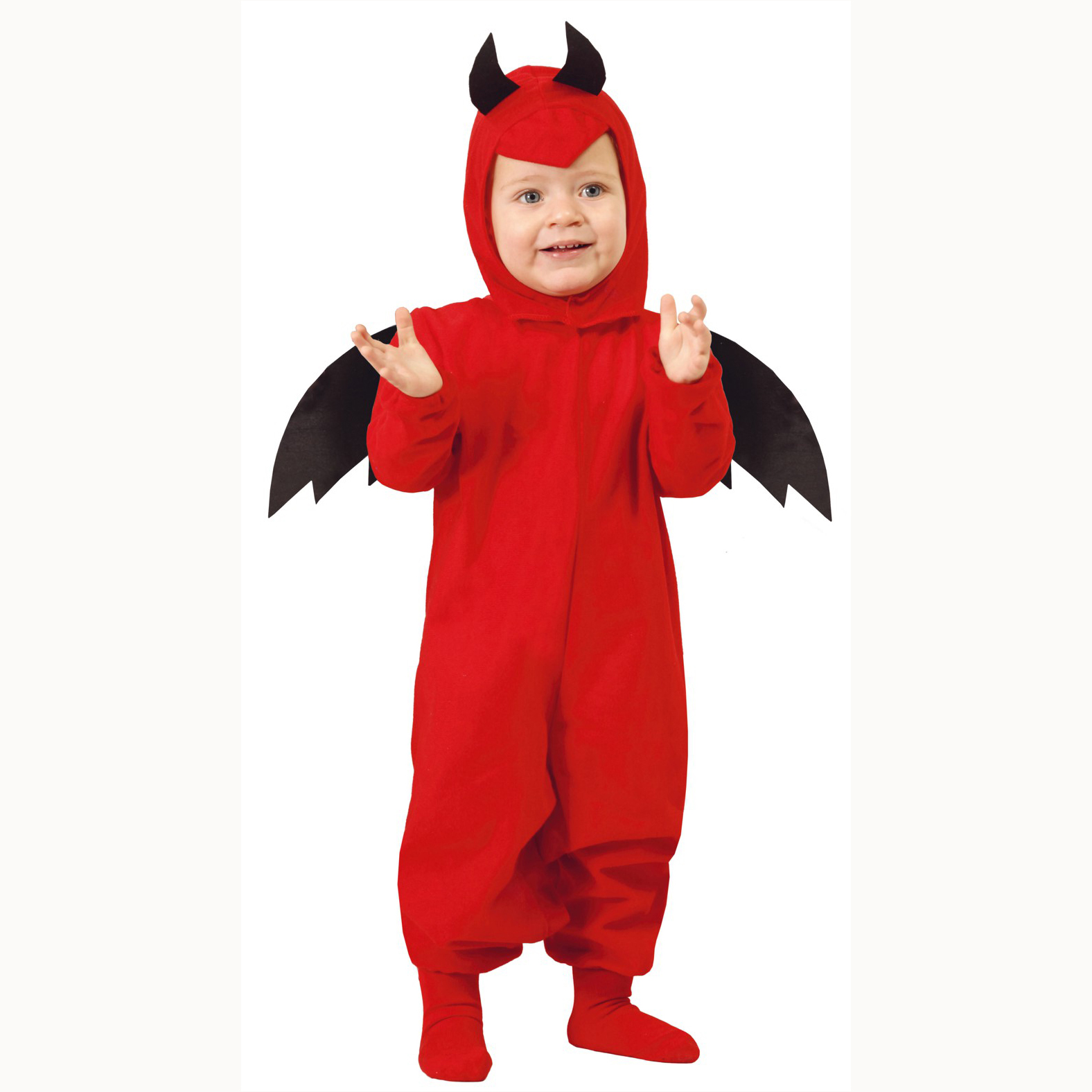 Costume diavoletto, tuta con cappuccio ed ali - immagine 1