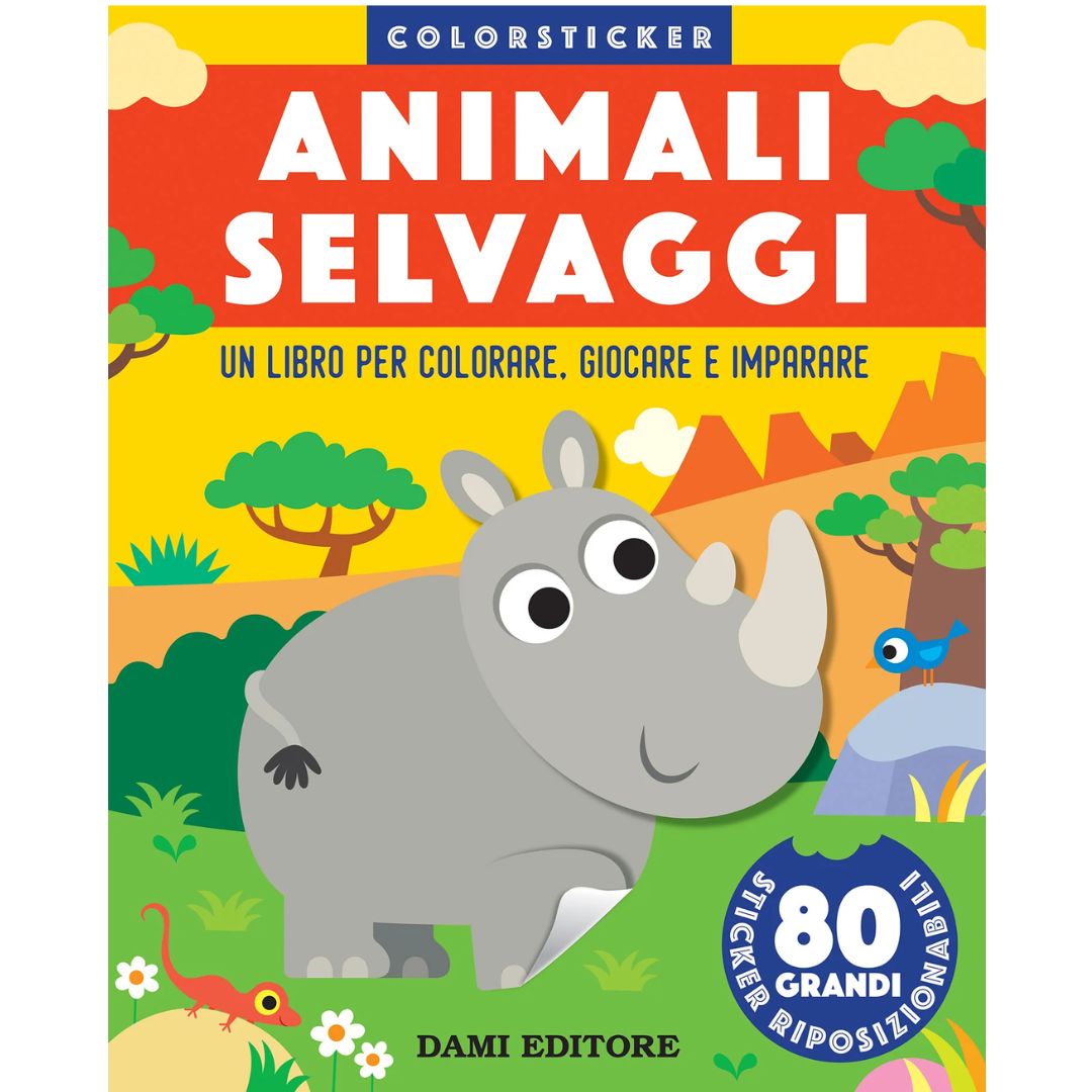 Libro Animali Selvaggi Color Sticker - immagine 1