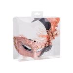 Maschera In Pizzo Rosa Con Piume - immagine 2