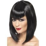 Parrucca Corta Liscia Nera
